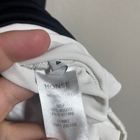 Monse Size 4 Double Layer Twisted Top Black White One Shoulder Crew Neck - Picture 8 of 8